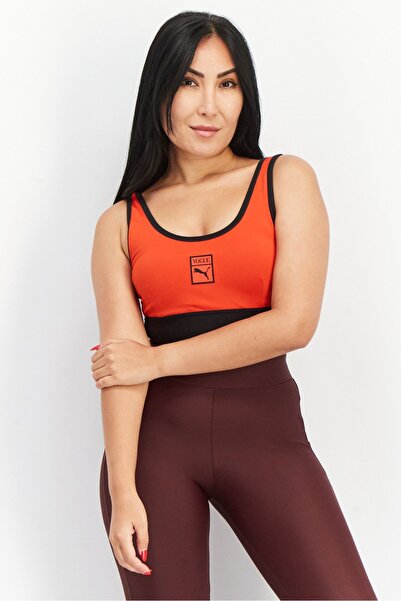 Puma x Vogue Women Brand Logo Non Padded Sports Bra, Red