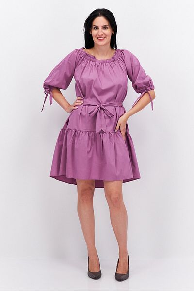 Esprit Women Solid A-Line Dress, Purple