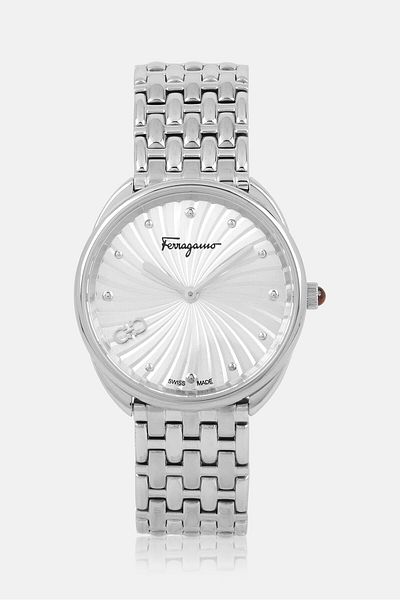 Salvatore Ferragamo ساعة نسائية SFYN00720 من الستانلس ستيل، 34 مم، فضية