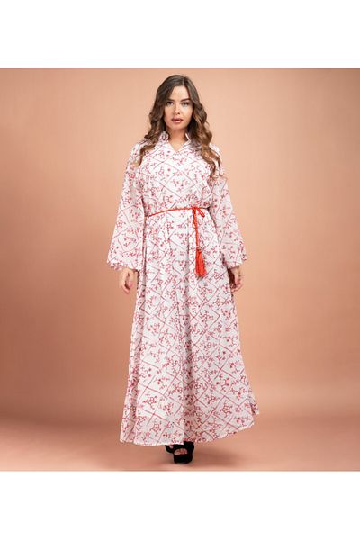 IKKXA Elegant Embroidered Jalabiya CJ1016 Red