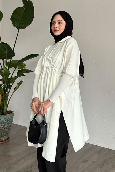InStyle Balloon Sleeve Ecru Poncho