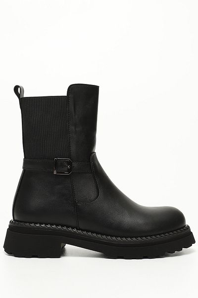 GÖNDERİ(R) Women/Girls Black Zippered Thick Heeled Boots