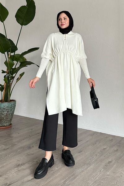 InStyle Balloon Sleeve Ecru Poncho