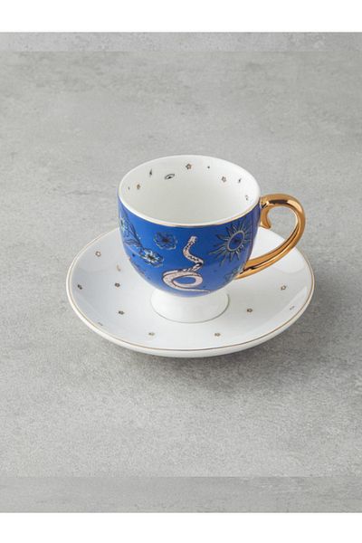 English Home Talisman Invisible China Cup Set - 4 Pieces, 2 People, 100 ml Dark Blue