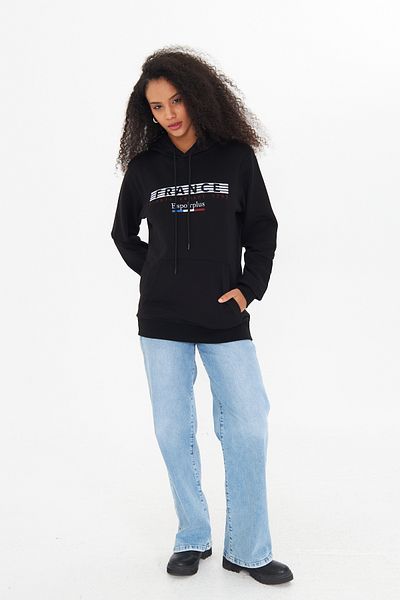 ESPOİRPLUS SWEATSHIRT UNISEX CU DETALII DE IMPRIMARE DE CULOARE NEGRA