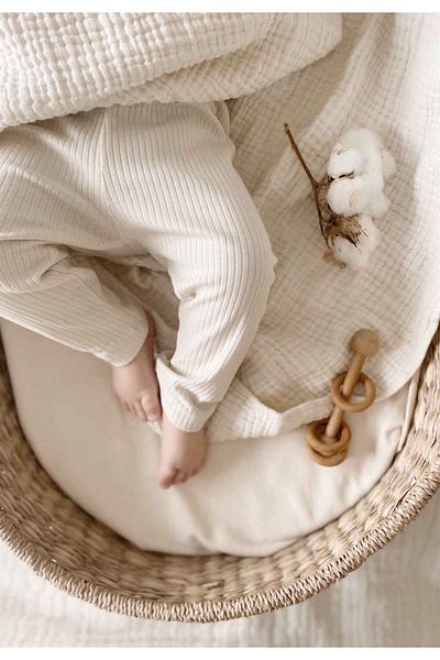 Cigit Gerippte Leggings 0-5 Jahre Hellbeige