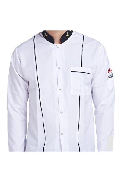 Makara Cook Jacket White Long Sleeve with Gold Cutlery Garnish