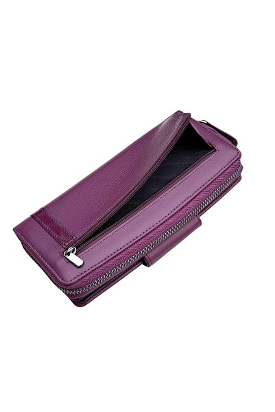 REWİNA Фіолетовий шкіряний гаманець для жінок з магнітною застібкою та блиска...