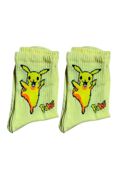 AL Bİ 90LIK Șosete de colegiu cu modele de desene animate Pokemon Pikachu