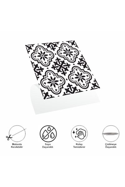 Lisinya Decohandy Pvc Wall Tile - 30X30Cm, Pack of 4, Black and White Tile Pattern, 0.36m2