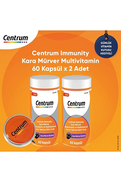 Centrum Immunity Kara Mürver Multivitamin 60 Kapsül x 2 Adet + Günlük Vitamin...