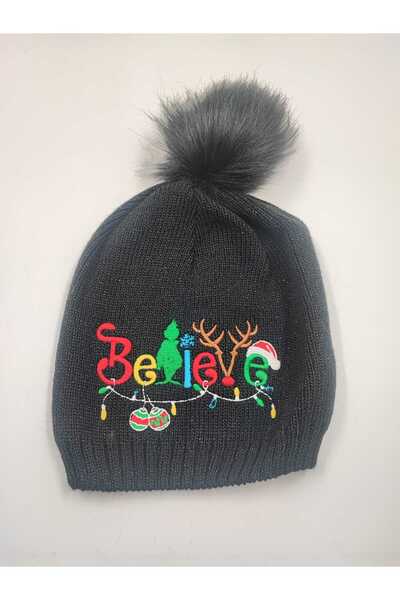 OnMyHead Чорна вишита новорічна шапка