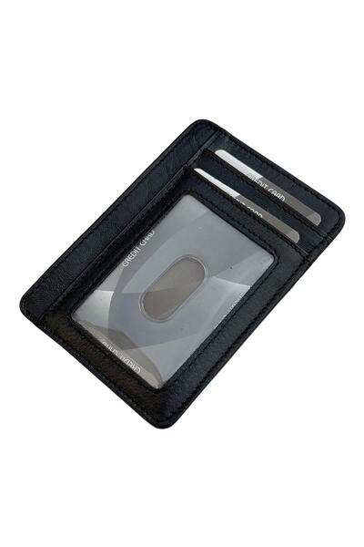 Süzer Deri Black Genuine Leather 8 Compartment Men's Mini Credit Card Holder