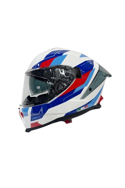 Sway KASK SW 865 TITAN White Blue Red GÜNEŞ GÖZLÜKLÜ
