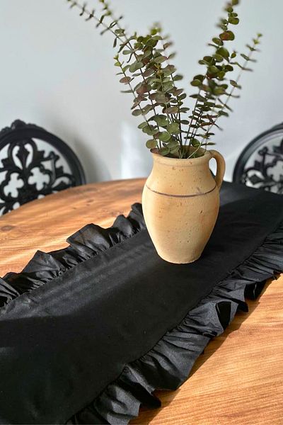 KAMİZ Runner negru cu volane 40x110