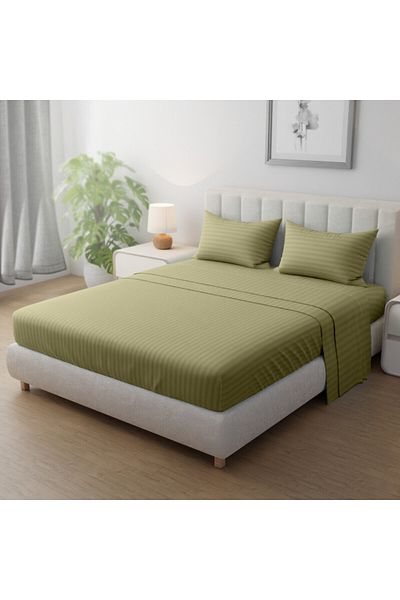 Hotel Linen Klub King-striped Fitted Sheet Set - Premium And Durable Quality, Deep Pocket For A Perfect Fit