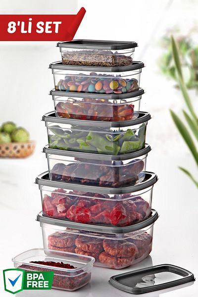 Nandy Home Set of 8 Easybox Multi-Purpose Storage Containers, Usable for Microwave and Freezer