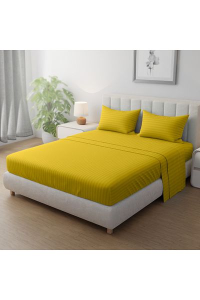Hotel Linen Klub King-striped Fitted Sheet Set - Premium And Durable Quality, Deep Pocket For A Perfect Fit