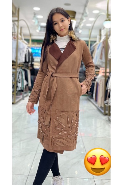 Minimoda Kids Süet Kumaştan Kız Palto