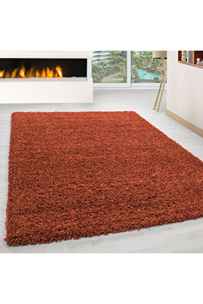 my şekil MYDECO CARPET Soft Shaggy Halı yüksek tüylü düz Kiremit Rengi Çocuk ...