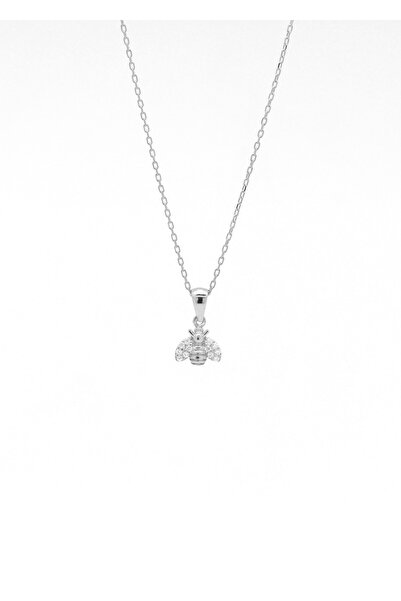 Own Jewelry Minimal Arı Kolye Rodyum Kaplama 925 Ayar Gümüş