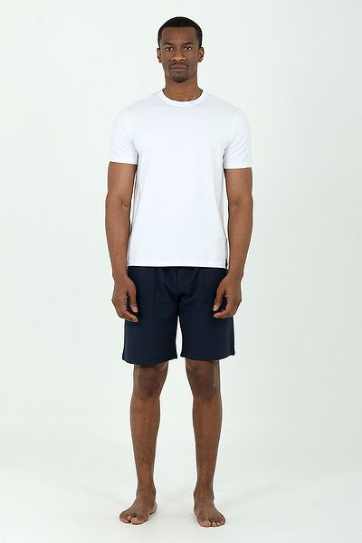 Damat Navy Blue Groom Waffle Shorts and T-shirt Set