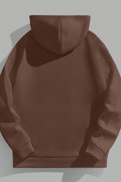 Know Φούτερ με κουκούλα Unisex Oversize - Καφέ με 3 κλωστές, τυπωμένο 'I Dont Care'