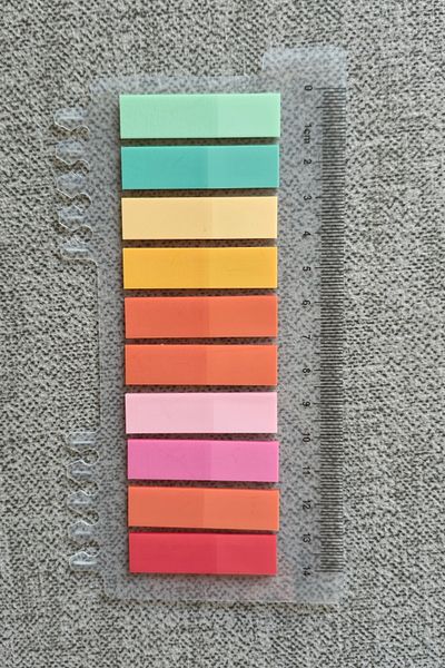 Mona Craftist Soft Pastel Colored 200 Sheets Post-It Note Paper - Index Sticker with Ruler