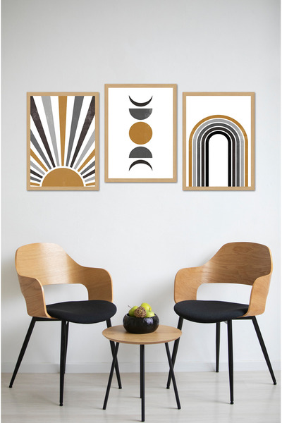 kutuTR Dekorize Mdf Tablo Seti 3 Parça 3 Mm - Salon Oturma Odası Için Bohem D...