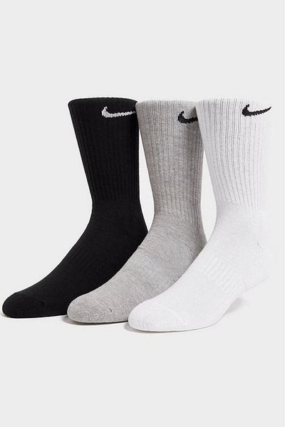 Nike Dri Fit Everyday Cotton Cushioned Crew 3 Pr Black Unisex Socks 3 Pairs White-Grey-Black