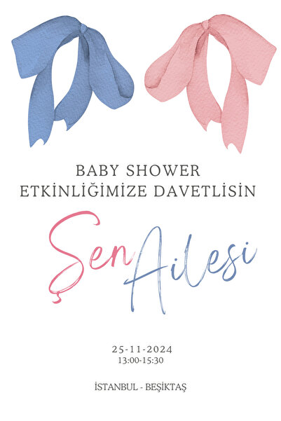 Baby Shower Davetiyesi - Bebek Partisi Davetiyesi -
