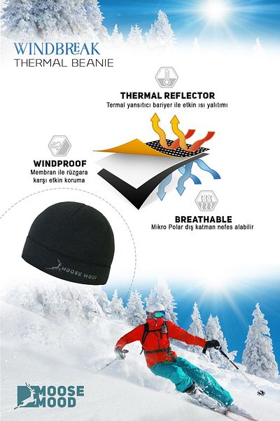 Moose Mood Windproof Unisex Thermal Fleece Beanie