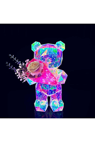 BOJUIE STORE Işıklı Çiçek Tutan Sonsuzluk Ayıcığı