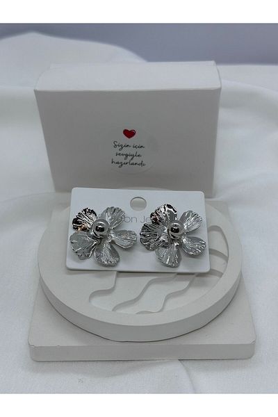 KUMRU BİJUTERİ Flower Design Steel Earring
