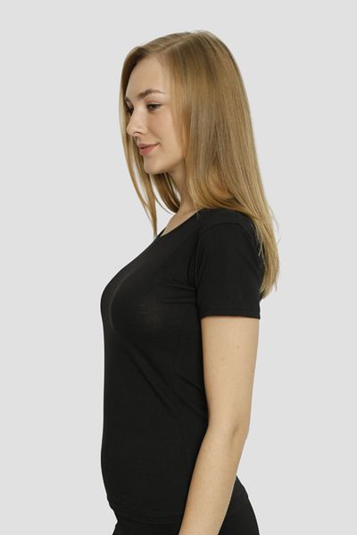 Arma Yıldız Black 2-Piece Women's T-Shirt Lycra Short Sleeve Crew Neck Undershirt
