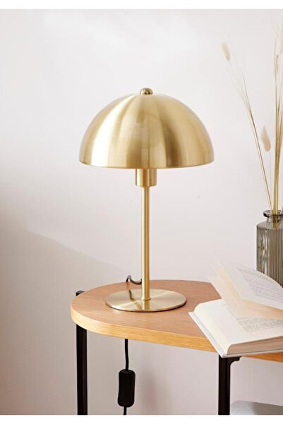 burenze Modern Tasarım Mars Abajur Dekoratif Şık Masa Lambası Eskitme Gold Sarı Metal Gövde