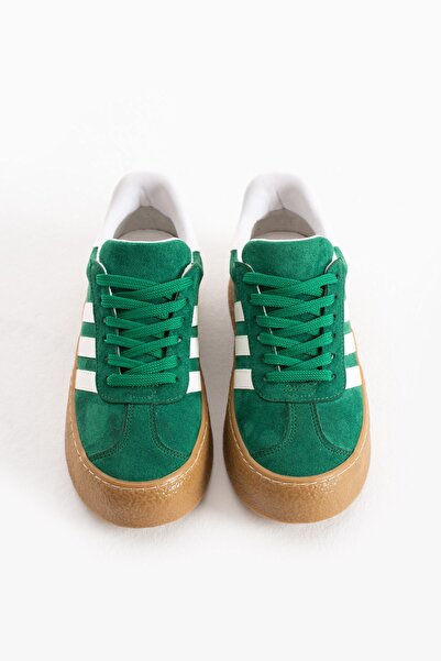 Seniorah Sinba Green Suede Women's Sneakers