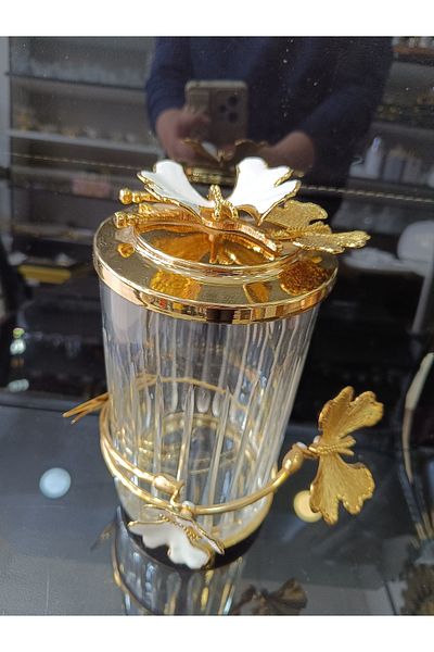 DEKOR ZÜCCACİYE HOME Set of 3 Cut Glass Butterflies Spices