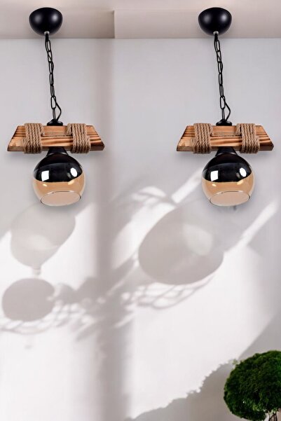 KLAS AYDINLATMA OKEY  AHŞAP TEKLİ 2 ADET DEV KAMPANYALI AĞAÇ AVİZE