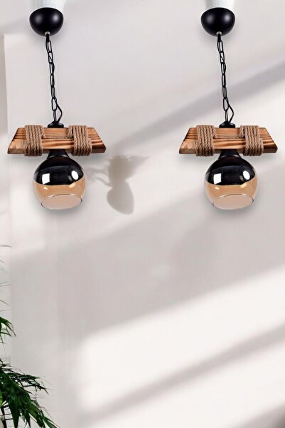 KLAS AYDINLATMA OKEY  AHŞAP TEKLİ 2 ADET DEV KAMPANYALI AĞAÇ AVİZE