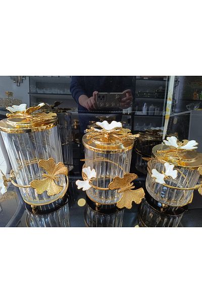 DEKOR ZÜCCACİYE HOME Set of 3 Cut Glass Butterflies Spices