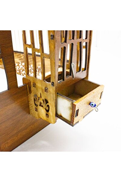 BirdLife 05867-BİRDLİFE BOMBELİ LÜX OYMALI AHŞAP KUŞ KAFESİ 35X30X17CM