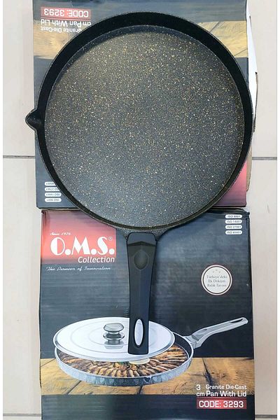 OMS 3293 Model 34 cm Black Fish Pan - Flip and Flatbread Cover