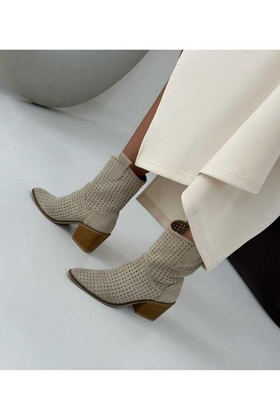 POTEEN Καλοκαιρινές κοντές μπότες με τακούνι Ptc Handy Western Cowboy Beige