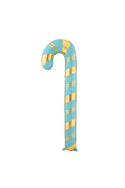 parti sürprizi Turquoise Gold Walking Stick Shaped Christmas Party Foil Balloon - 1 Piece