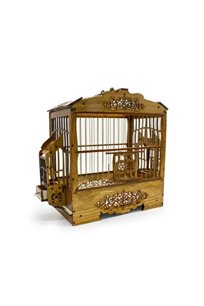 BirdLife 05867-BİRDLİFE BOMBELİ LÜX OYMALI AHŞAP KUŞ KAFESİ 35X30X17CM