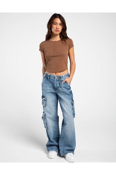 september island Classic Jeans Color Denim Y2K Cargo Jeans