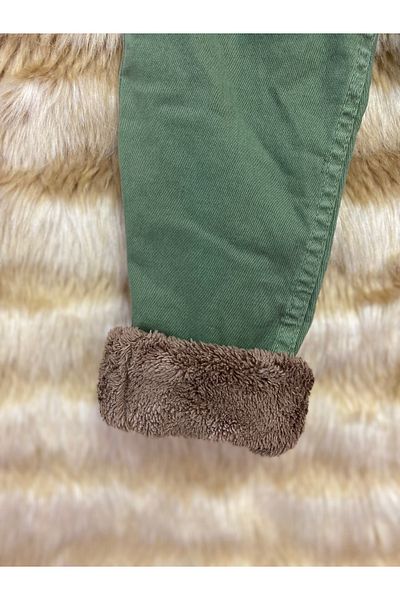skycott Pantaloni din denim pentru copii din lână de pluș cu blană în interior