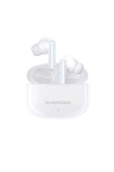 RİVERSONG سماعات أذن Airfly L8 بخاصية إلغاء الضوضاء، صوت ستيريو عالي الدقة، مقاومة للعرق، وقت تشغيل يصل إلى 30 ساعة، لون أبيض
