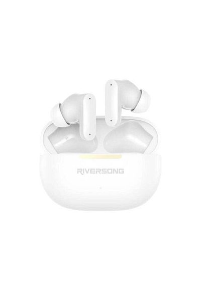 RİVERSONG سماعات أذن Utopia H7 Advanced بخاصية إلغاء الضوضاء النشطة، 30 ساعة من اللعب، 4 ميكروفونات، أبيض